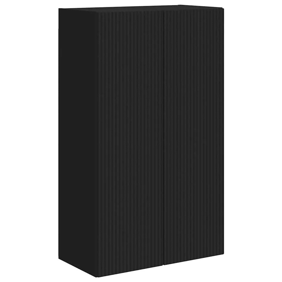 vidaXL TV-Wandschrank Schwarz aus Holzwerkstoff mit Türen und Regalfächern, B/T/H: 59,5 x 31 x 100 cm - Bild 2