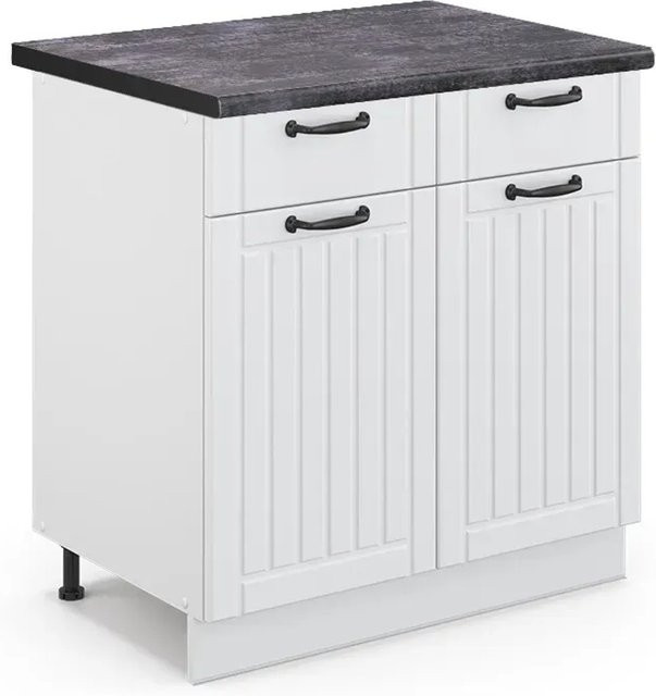Vicco Küchenunterschrank Fame-Line in Weiß und Anthrazit im Landhausstil, Breite: 80 cm - Bild 1
