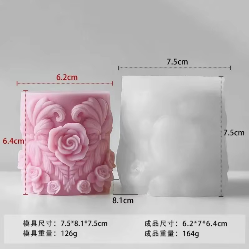 LONTL Silikonform Rosen-Zylinder in Pink für DIY Kerzen, Gips und Harz-Handwerk - Bild 1