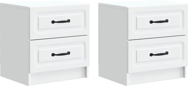 Set aus 2 vidaXL Nachttischen in Weiß im Vintage-Design aus Holzwerkstoff, B/T/H: 43 x 34,5 x 44,5 cm - Bild 1