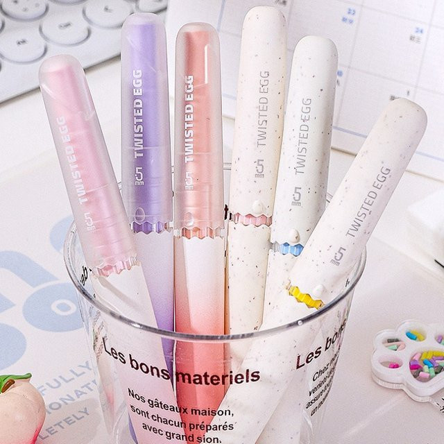 Kawai Ei-Stift Macaron Design mit schnelltrocknendem Drehkern in Gelb und Schwarz - Bild 1
