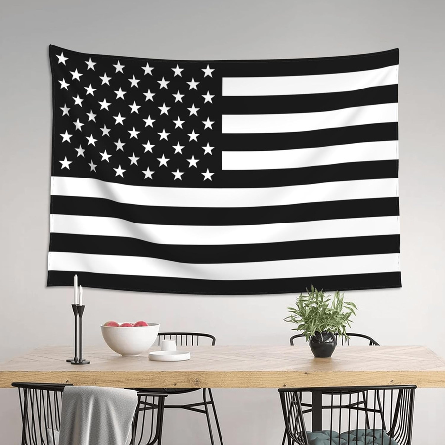 Wandteppich Amerikanische Flagge in Schwarz-Weiß als Wanddekoration, B/H: 70 x 100 cm - Bild 2