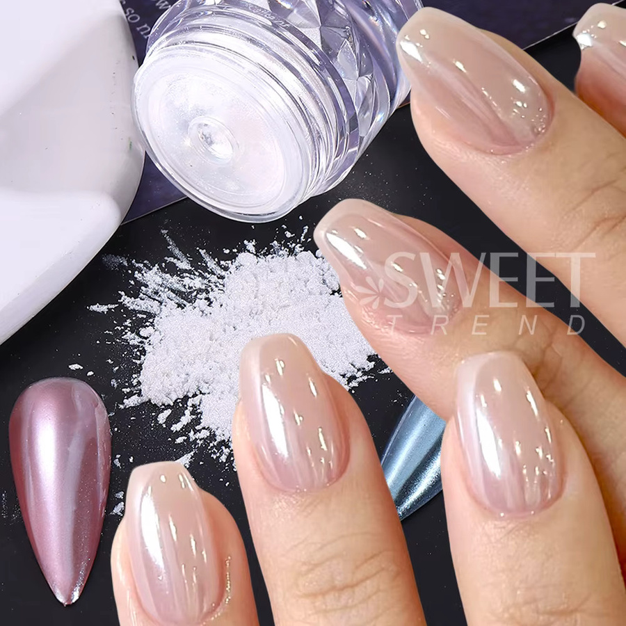 SWEET TREND Nagelglitter-Pulver Weißes Klares Perlen, Glänzend - Bild 4