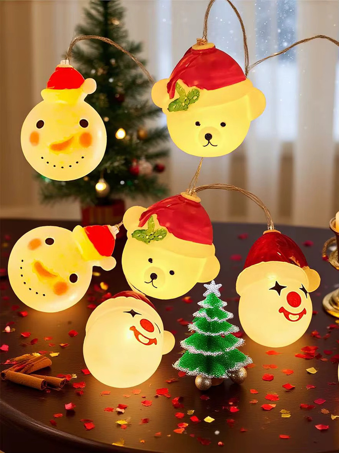 Peach Forest LED Lichterkette mit Schneemann, Joker und Bär für Weihnachtsbaum und Party, batteriebetrieben, mehrfarbig - Bild 6