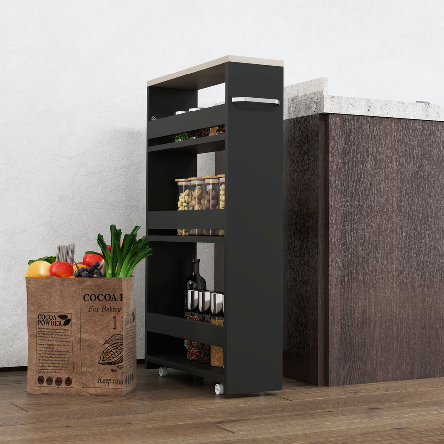 Aosom Aufbewahrungswagen mit 3 Ebenen auf Rollen in Schwarz, schmaler Rollwagen für Küche, Badezimmer oder Büro, B/T/H: 48 x 15 x 80 cm - Bild 2