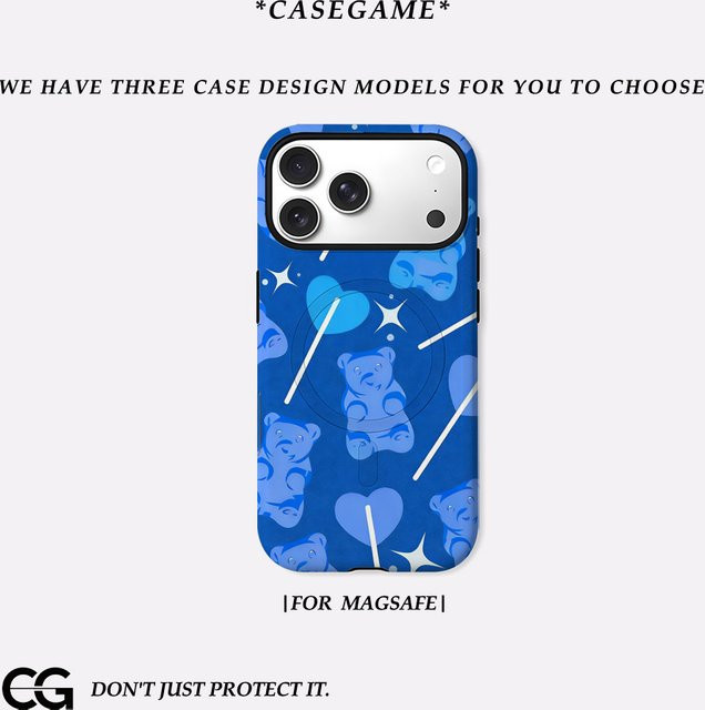 Casegame Matte Bumper MagSafe Schutzhülle für iPhone 17 16 15 14 13 Pro Max Blau Gummibärchen-Design - Bild 1
