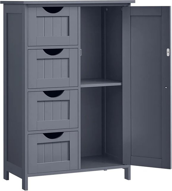 Vasagle Schmaler Badschrank mit 4 Schubladen in Grau, B/T/H: 30 x 55 x 81 cm - Bild 1