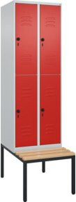 C+P Doppelstock-Spind Classic PLUS Sitzbank mit 2 Abteilen aus Buche-Hartholz, B/T/H: 212 x 60 x 81,5 cm - Bild 1