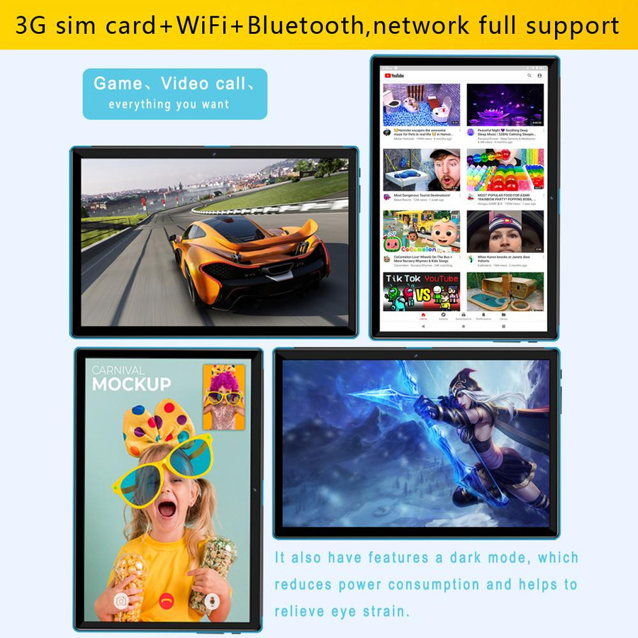 BDF S10 Android 11 Tablet mit 4 GB RAM und 64 GB ROM, 10,1 Zoll Display, Schwarz - Bild 4