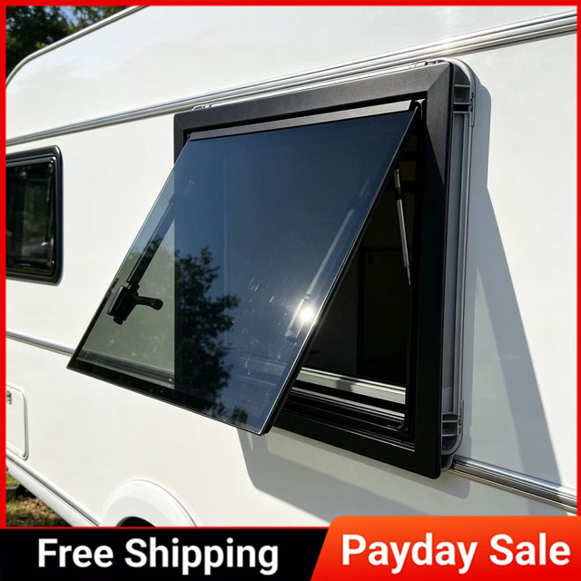 TONGFA E-Mark DOT-zertifiziertes RV-Fenster aus Aluminiumlegierung mit gehärtetem Glas, Plissee-Rollo und Fliegengitter in Schwarz - Bild 1