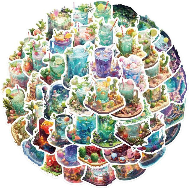 50 Stück Wasserdichte Graffiti-Aufkleber Micro World in The Cups in Multicolour für Helm, Handkonto und Federmäppchen von BulingBulingStickers Store - Bild 1