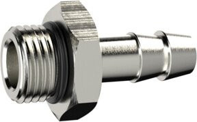 Riegler Einschraubschlauchtülle mit O-Ring, G 3/8, für Schlauch LW 8, Messing vernickelt, Silber - Bild 1