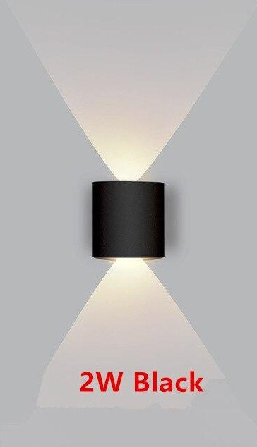 YSXX LED-Wandleuchte IP65 aus Aluminium für Außenbereich und Innenräume, Up-Down Gartenbeleuchtung in Schwarz oder Weiß, 2W - Bild 1