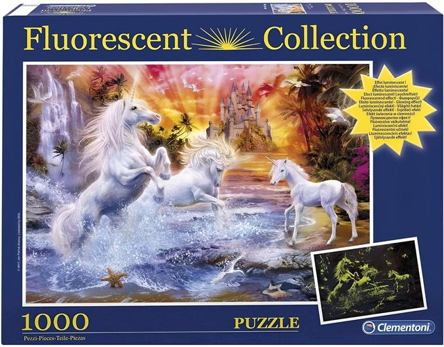 Clementoni Fluorescent Collection Wild Unicorns Puzzle - Bild 1