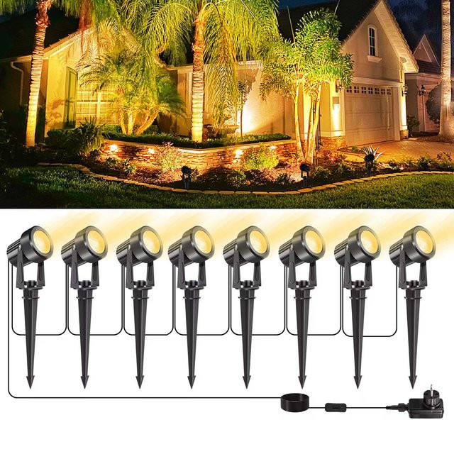 LED Außenstrahler für Garten und Landschaft IP65 Warmweiß Schwarz Metall Bodenstrahler 3000K B/T/H: 15,8 x 6,0 x 15,8 cm - Bild 1