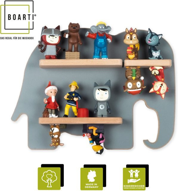 BOARTI Kinderregal Elefant aus Holz als Wandregal für Tonie Figuren mit Magneteinsätzen, H x B x T: 24 x 33 x 5 cm - Bild 1