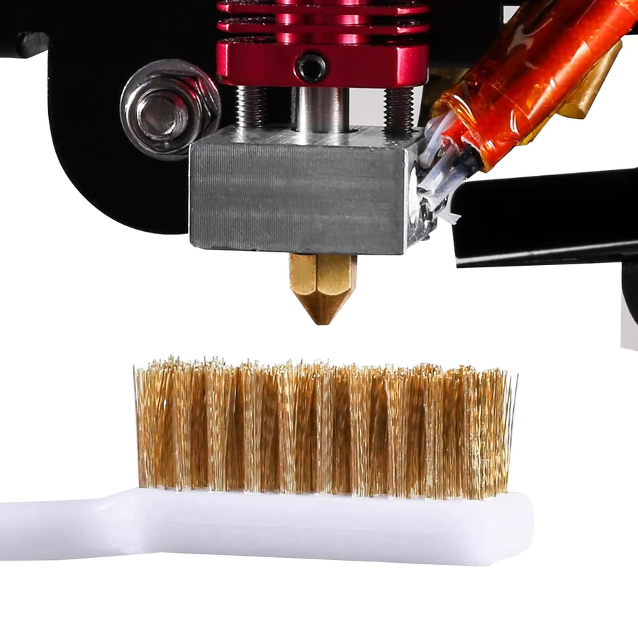 3D-Drucker Düsenreinigungsbürste mit gebogenem Griff und Messingdraht in Gold für FDM-Drucker - Bild 2