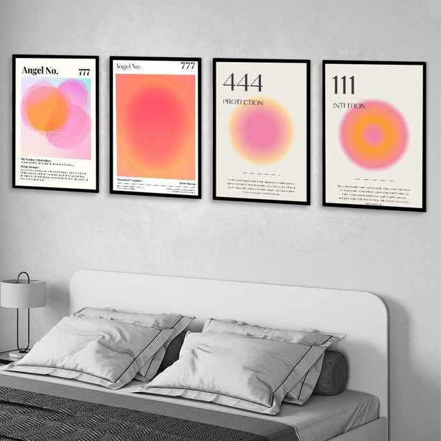 Kayou Moderne Engelszahlen Aura Art Wanddekoration Selbstklebender Wasserfester Papieraufkleber in Weiß und Multicolour - Bild 1