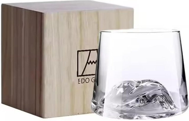 Yiran Furniture Whiskeyglas 3D-Bergspitzenserie aus Kristallglas, beige, 300 ml - Bild 1