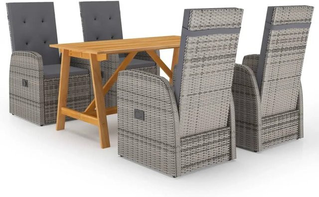 vidaXL 5-tlg Garten-Essgruppe aus Akazien-Massivholz in Grau Modell 23 - Bild 1