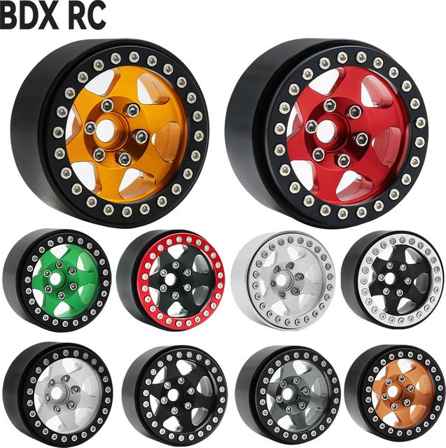 Metall 6 Speichen 1,9 Zoll Beadlock Radnabe Felge für 1/10 RC Crawler, Orange - Bild 1