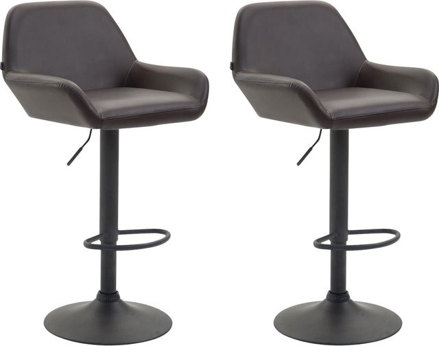 2er Set Barhocker Braga von CLP aus Kunstleder in Braun mit Metallgestell und integrierter Fußstütze, höhenverstellbar - Bild 1