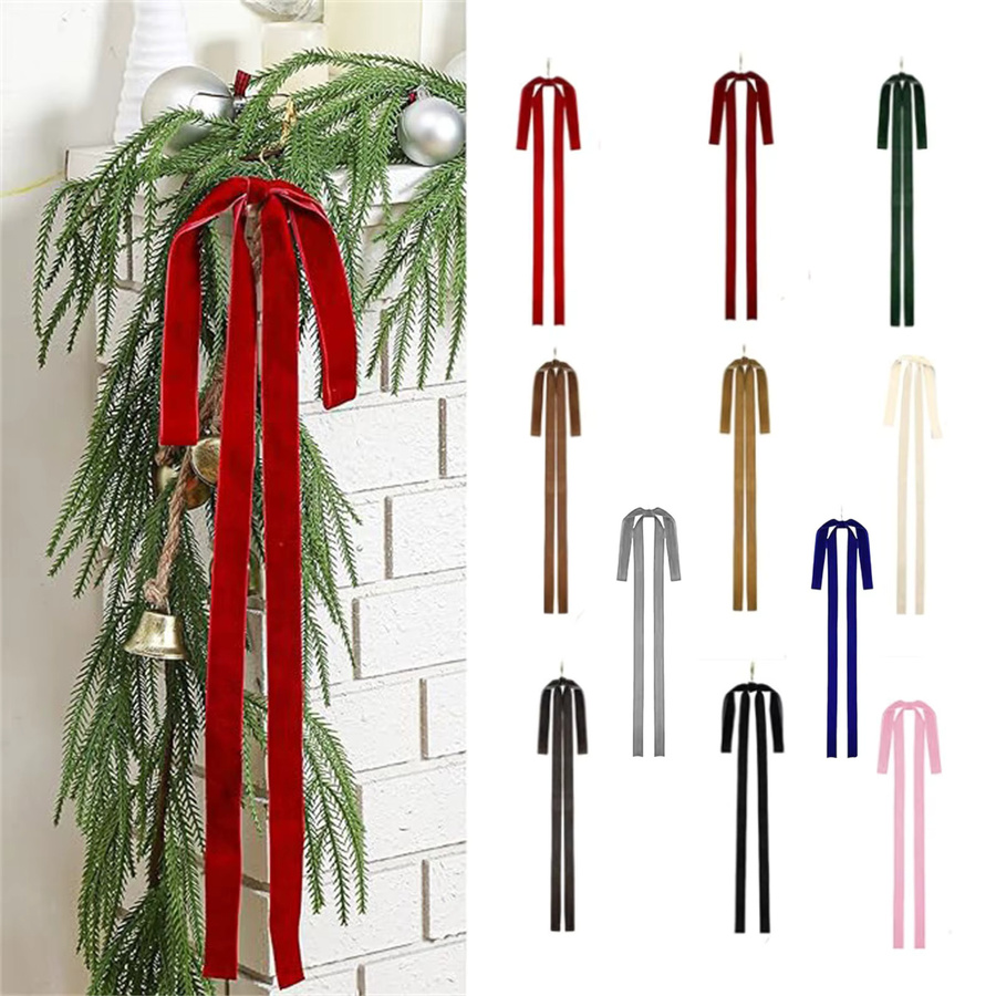 6er Set rote Samt-Schleifen für Weihnachtsdekoration, ideal für Christbaum, Kränze und Geschenkverpackungen - Bild 2