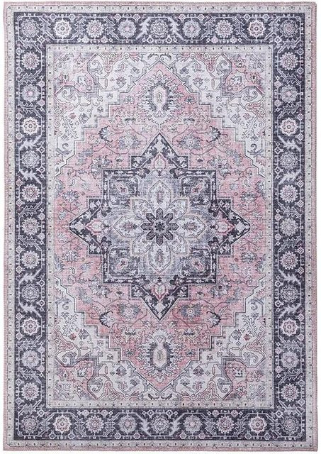 Binchi Furniture Vintage Teppich mit floralem Design, Waschbar und Rutschfest, B/T: 120 x 160 cm, Mehrfarbig - Bild 1