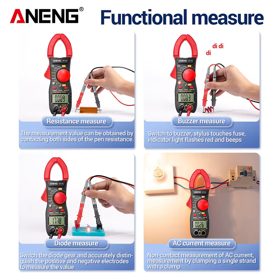ANENG ST170 Digitales Clamp Meter Multimeter mit 500A Wechselstrom und Gleichstrom sowie B18 Spannungsprüfstift Multifunktionales Elektrotechnikwerkzeug - Bild 4