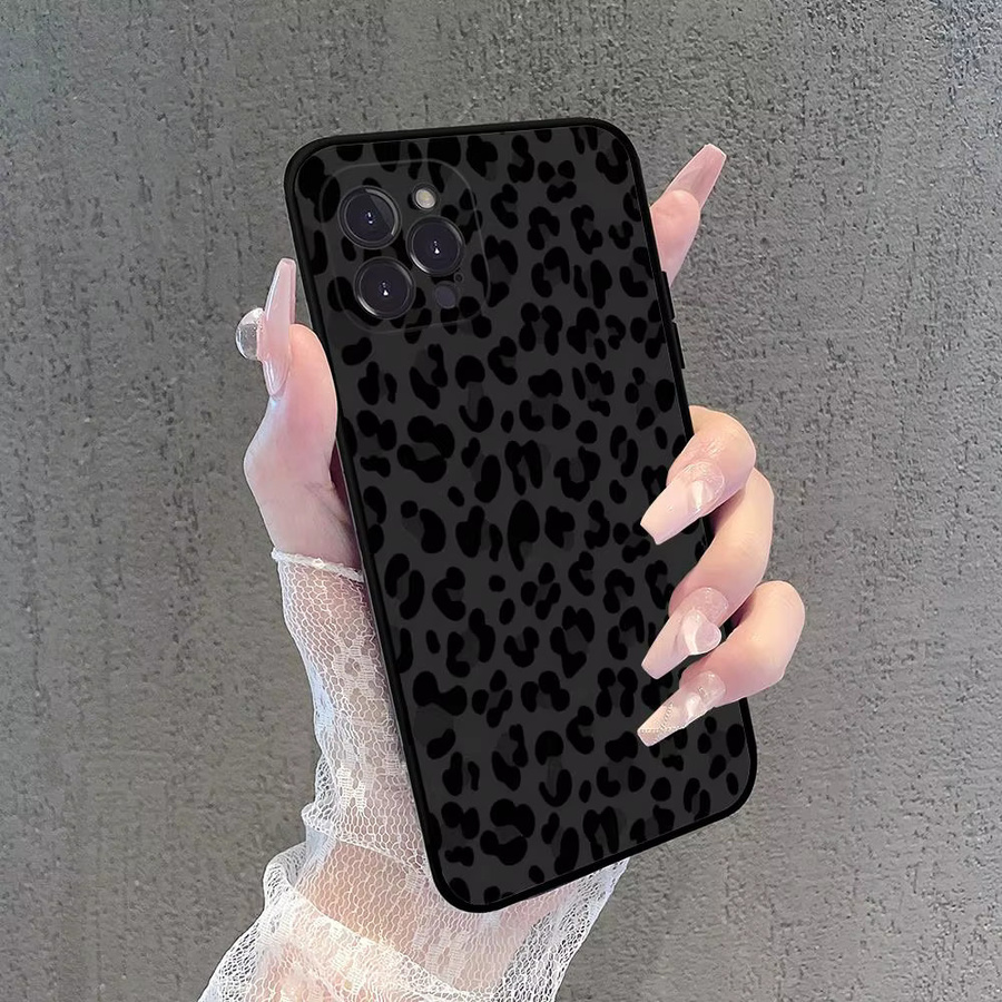 Schwarze Handyhülle mit Leopardenmuster für iPhone 15 14 13 12 11 Pro Max Mini XS XR 7 8 Plus - Bild 2