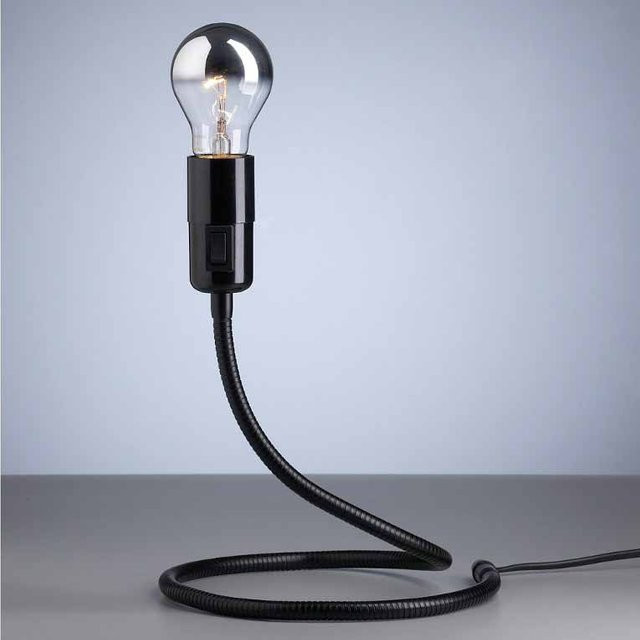 Tecnolumen Lightworm LW S Tischleuchte Schwarz aus Metall mit E27 Fassung und verstellbarem Design - Bild 1