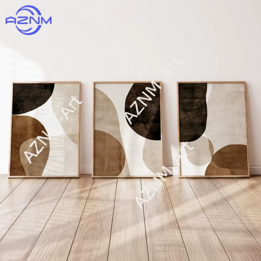 KAYOU Abstrakte Wandkunst in Beige und Braun mit organischen Formen für eine minimalistische Dekoration - Bild 3