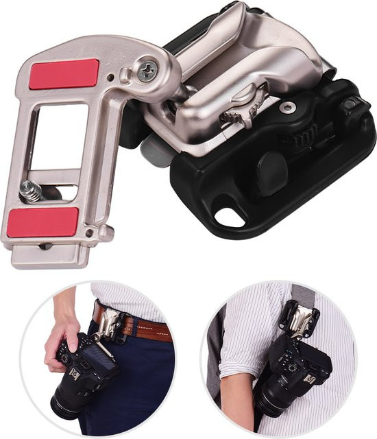 Andoer Kameragürtel Holster Halterung in Grau mit Schnellwechselplatte und 1/4 Zoll Schraube für Canon Nikon Sony und Olympus DSLR-Kameras - Bild 1