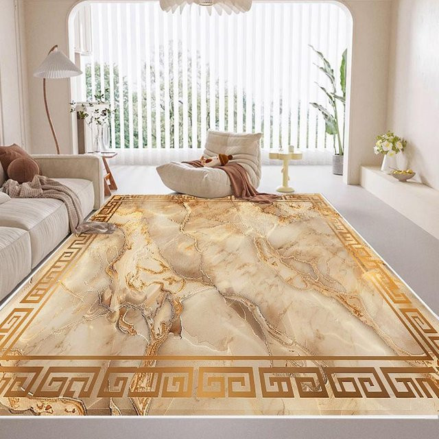 Wucifang Jewelry Luxuriöser Teppich in Gold, Modernes Flanell-Design, Rutschfest und Waschbar, B/T: 90 x 60 cm - Bild 1