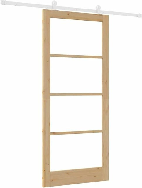 vidaXL Schiebetür ORKDAL modern aus Kiefer Massivholz und Glas in Natur und Weiß, B/H: 93 x 211 cm - Bild 1