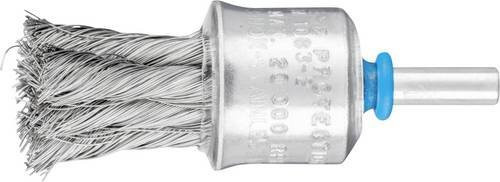 PFERD TOOLS Pinselbürste PBG 2323/6 INOX mit Kunststoffschutz, gezopft, Edelstahl-Draht Ø 0,25 mm, Durchmesser 23 mm, Schaft-Ø 6 mm, Silber/Blau, 10 Stück - Bild 1
