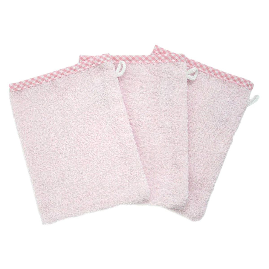 Wörner Waschhandschuhe aus Baumwolle 3er Pack in Rosa - Bild 1