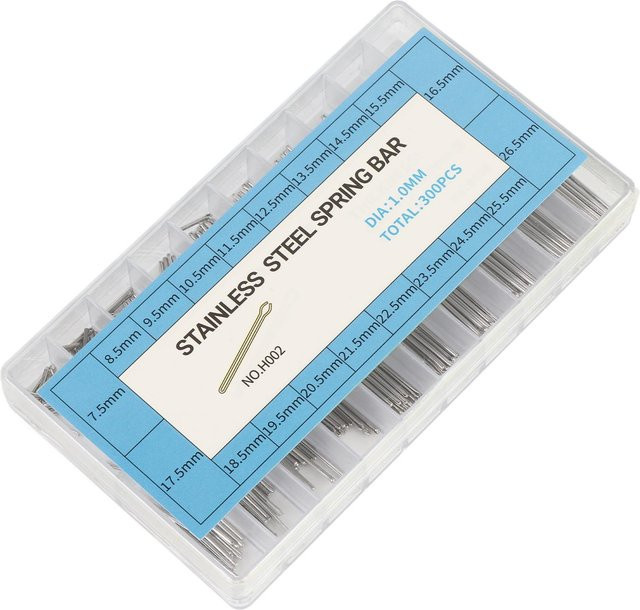 Splintstifte für Armbanduhr, Edelstahl, weiß, 1,0 mm, 7,5 mm–26,5 mm - Bild 1