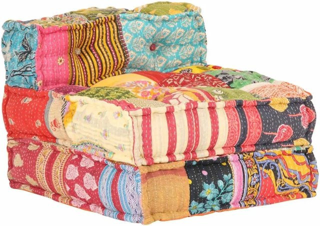 vidaXL Modularer Pouf Patchwork Stoff Multicolour B/T/H: 67 x 51 x 57 cm - Bild 1