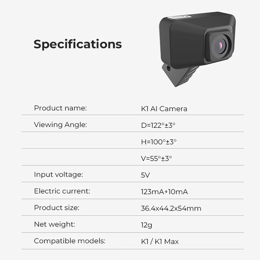 Creality K1 Max AI-Kamera in Schwarz mit HD-Qualität und intelligenter Echtzeit-Anzeige sowie Lapse-Funktion für K1, K1C und K1 SE 3D-Drucker - Bild 4