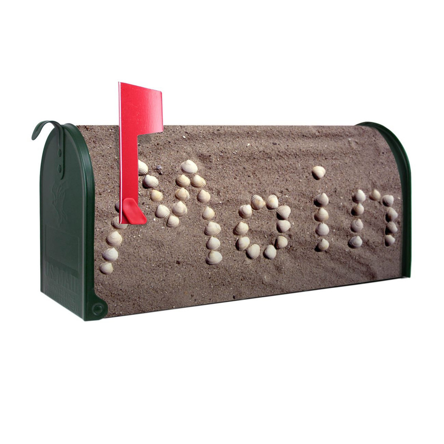 Amerikanischer Briefkasten von banjado in Grün mit roter Fahne, US Mailbox aus Stahl, B/H/T: 48,0 x 22,0 x 17,0 cm - Bild 1