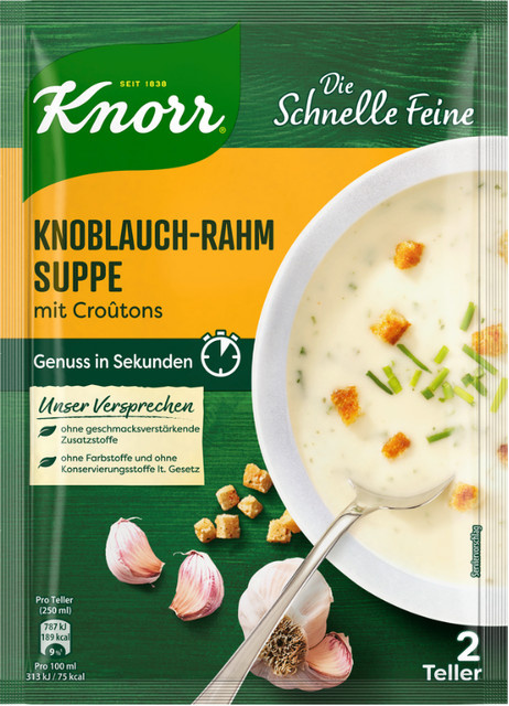 Knorr Feine Knoblauch-Rahm-Suppe mit Croutons 2 x 34,5 g - Bild 1