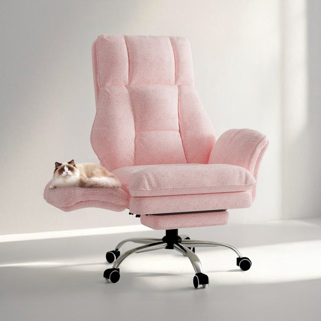 Patbrela Ergonomischer Gaming-Stuhl mit klappbaren Armlehnen und Fußstütze, moderner Schreibtischstuhl für Home-Office und Computer, schwarz oder pink - Bild 1