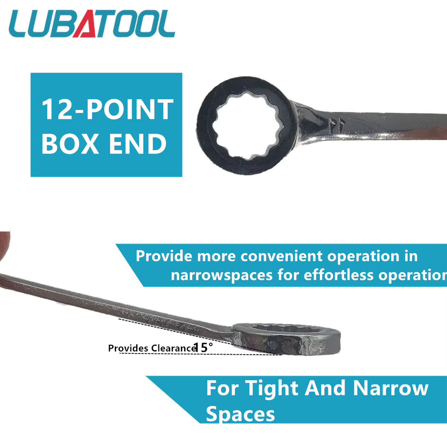 LUBATOOL Mini Kombinationsschlüssel Set 10-teilig in Silber, metrisch 4-11mm und SAE 5/32"-7/16" inklusive Tasche - Bild 2