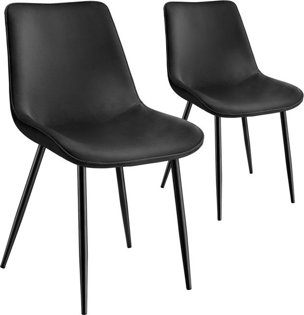 tectake Set Monroe Stühle, 2er Set, gepolstert in Samtoptik, schwarze Stahlbeine, B/T/H: 48 x 59 x 82,5 cm - Bild 2