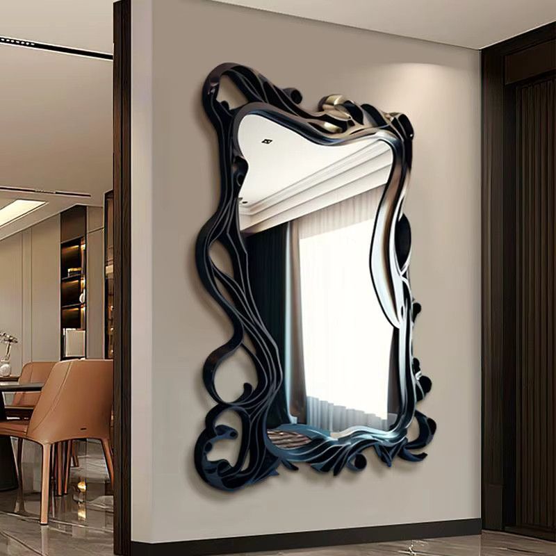 QWC Wellenförmiger Ganzkörperspiegel in Schwarz, unregelmäßiger Standspiegel im Nordic Design für Schlafzimmer und Wohnzimmer - Bild 3