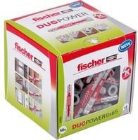 Fischer Universaldübel DuoPower aus Nylon, Grau und Rot, 50 Stück, Durchmesser: 8 mm, Länge: 65 mm - Bild 1