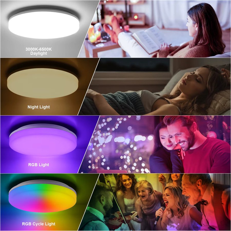 LEOEU LED-Deckenleuchte mit Radar-Sensor und Fernbedienung, 18W, 1800LM, IP44, Weiß, Rund, für Badezimmer, Flur und Balkon - Bild 3