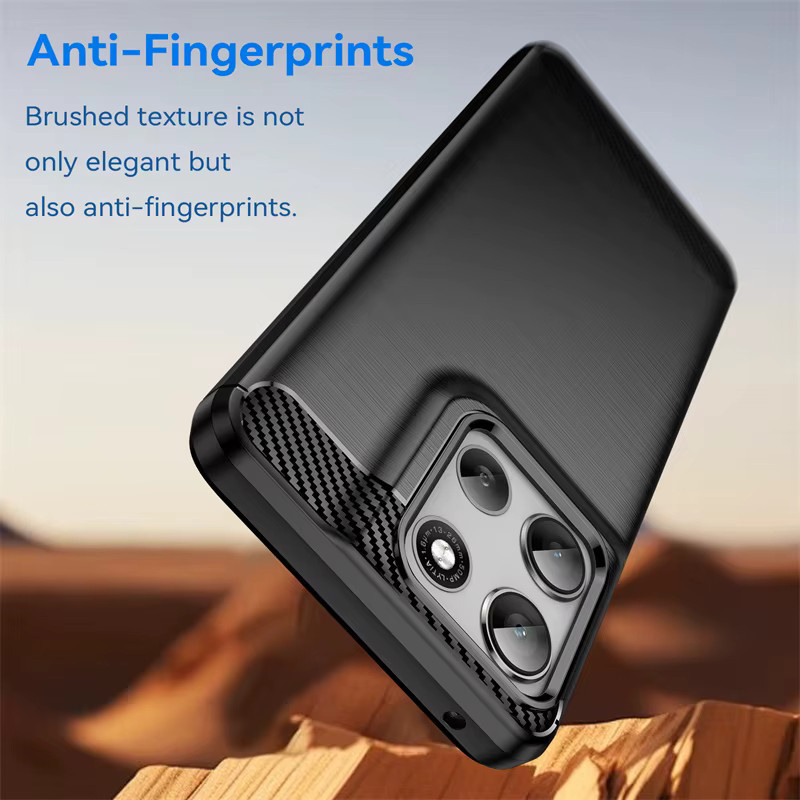 Stoßfeste Silikon-Handyhülle aus weichem TPU mit gebürstetem Streifen-Design für Motorola Moto G56 und G86 in Schwarz - Bild 3