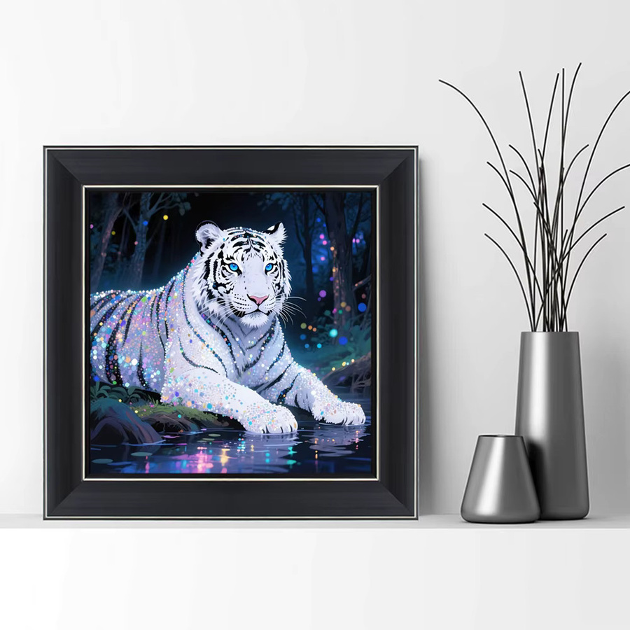 EverShine DIY Diamant Stickerei Kit Tiger 5D mit runden Steinen für Erwachsene, Mosaik Kunst Malerei Wald Motiv, Multicolour - Bild 3